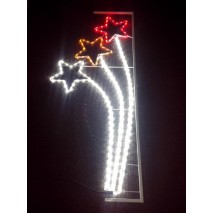 ozdoba VO-THREE STAR W/Y/R (3 hviezdy čer,žlt, bie) 148x62