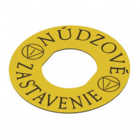 štítok kruh.HARM. ZBY- 91SK žltý pod STOP-tlačítko