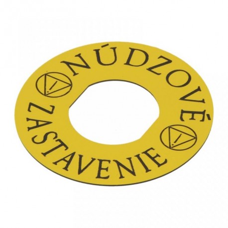 štítok kruh.HARM. ZBY- 91SK žltý pod STOP-tlačítko