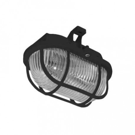 svietidlo OVAL 60W s plast.mriežkou čierna IP44