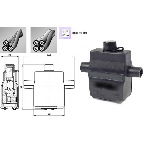 svorka prep.odbočná IOS3 16-70/6-35 pre 4-vodiče AES