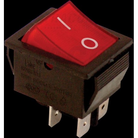 vypínač kolísk. 2-polohový červený s popisom 0-1 (21x25mm) 16A/250V