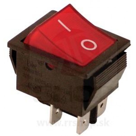 vypínač vstavaný s kontrolkou 16A červený (31 x 25,5 mm) (TES-42)