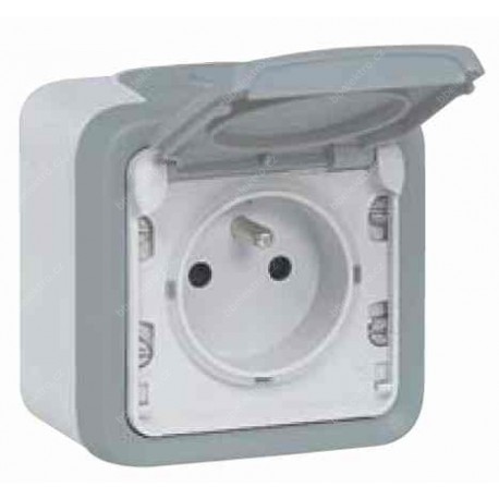 zásuvka 1-nás PLEXO IP55 šedá komplet s detsk.ochranou