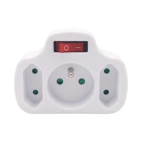 rozbočka do zás.1x10A kruh+2 ploché s vypínačom (P103)