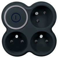 rozbočka do zás.3x15A kruhy sivo/čier.s vypínačom (P106B)