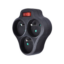 rozbočka do zás. 3x10A kruhy spredu+vypínač čierna (P99B)