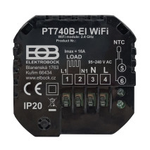 termostat priest.digit.drôt.PT740B-EI WIFI čierny do krab s podl.čidlom