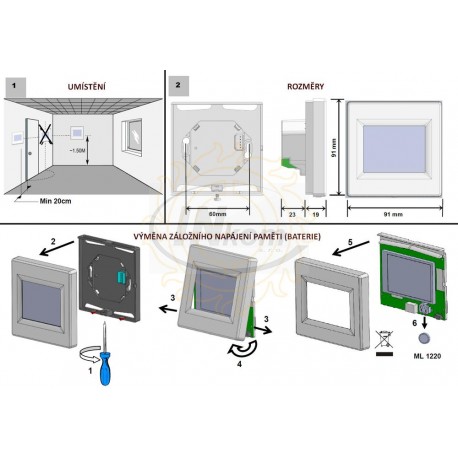 termostat digit. FENIX TFT dotyk.display podl.vykur.