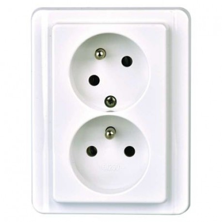 zásuvka Tesla 2 - násobná ŠT 4FN 150.98.2101 biela poot.