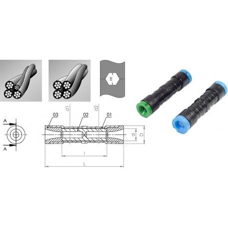 trubička spoj. AlCu pre AES(NFA2X) MJPB 16.16 modrá