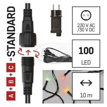 reťaz ext.LED100 10m D1AM01 Multicolor+trafo spáj.(zel.kábel)