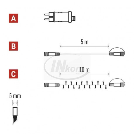 reťaz ext.LED100 10m D1AM01 Multicolor+trafo spáj.(zel.kábel)