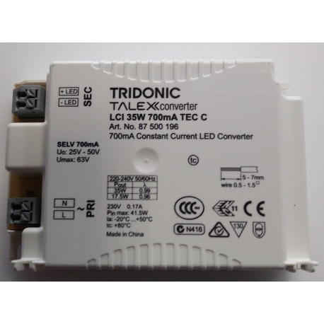 transf.el. (driver) 25-50V LCI-35/700mA (100x65x30) IP20