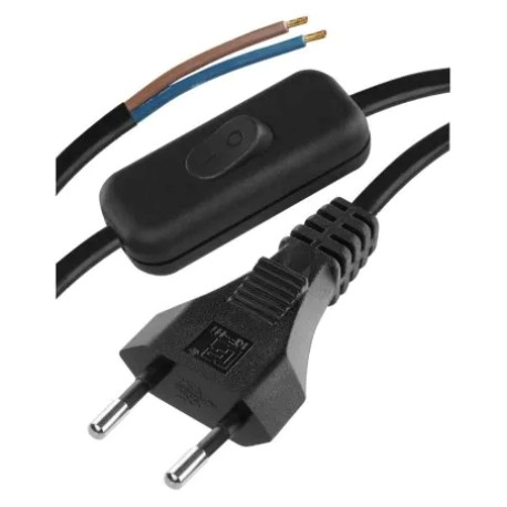 flexo šnúra PVC 2x0,75 s vypínačom čierna plochá  3m