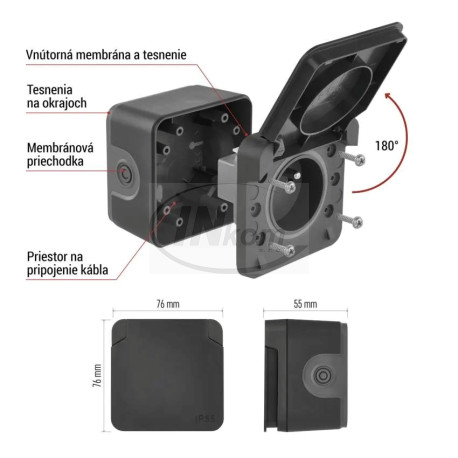 zásuvka vodo Cyklone 1-nás. sivá IP55