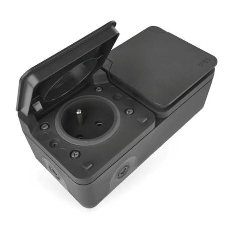 zásuvka vodo Cyklone 2-nás. sivá IP55