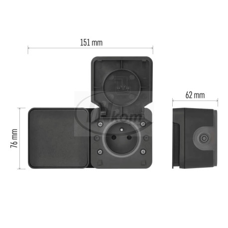 vypínač č.1,6+1-zás. vodo Cyklone sivá IP55