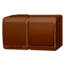 vypínač č.1,6+1-zás. vodo HERMES 0327-20 hnedá IP44