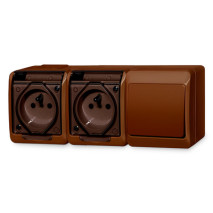 vypínač č.1,6+2-zás. vodo HERMES 0327-25 hnedá IP44